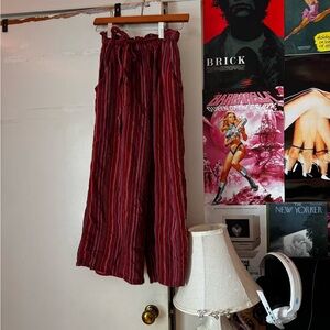 American Eagle Outfitters Red Striped Wide Leg Pants